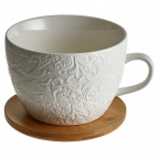 AK5-0035 Кружка для капучино 500 мл на бамбуковой подставке (24)