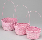 Набор корзин плетеных (бамбук) D16, D18, D21 см, 3шт. светло-розовый (ш/к 5498) М