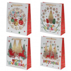 Пакет подарочный (бумага 210г/м2, блок 12шт), L26 W10 H32 см, 4в.