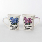 КРОКУСЫ, кружка 310мл, МИКС 2 ДЕКОРА, NEW BONE CHINA