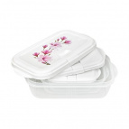 Контейнер для СВЧ Push 1,9л с декором «Магнолия»