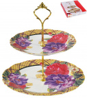 CAKE STAND, фруктовница 2-х ярусная,  блюдо 180мм, 230мм, ФЛОРА, подарочная упаковка