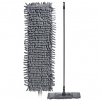 ШВАБРА ПЛОСКАЯ С ТЕЛЕСКОПИЧЕСКОЙ РУЧКОЙ СО СМЕННОЙ НАСАДКОЙ ИЗ МИКРОФ 420Х150Х750 ММ (Темно-серый)