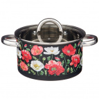 Кастрюля Agness "Маки" Со Стеклянной Крышкой, Нерж.Сталь, 3,5Л 20Х11 См