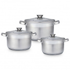 Набор 6 пр нерж кастрюли цил 2,7, 3,6, 6,5л  Серебро / Silver ТМ Appetite