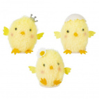 Фигурка декоративная "Цыпленок" (блок 12 шт), L7 W6 H7 см, 3в.