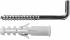 Дюбель распорный полипропиленовый, тип "ЕВРО", в комплекте с шурупом-крюком, 12 х 60 / 8 х 85 мм, 2 шт, ЗУБР Мастер 30676-12-60