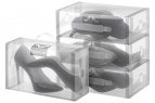 Набор 4 коробок для хранения женской обуви 30*18*10 см "Прозрачные с серой каймой" складные,с ручкой