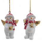 Фигурка декоративная подвесная "Снеговик", 2в., L4,5 W3,5 H6,5