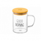 Кружка 450 мл 12*8*11,5 см "Good morning" с бамбуковой крышкой