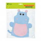 Мочалка-варежка "Бегемотик" для нежной и чувствительной кожи, 23х21см, soft, для бани и сауны "Банные штучки"/ 24