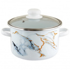 Кастрюля эмал цил Мрамор / Marble 2,0л стекл/кр ТМ Appetite