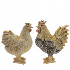 Фигурка декоративная "Петух/Курица", L7 W13 H16 см, 2в.