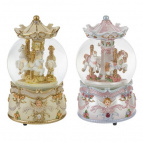 Фигурка декоративная в стекл шаре "Карусель" (ключ,муз, движ), L9 W9 H17 см, 2в.