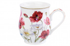 Кружка 350 мл 11,5*8,2*10 см "Маки" бочонок, NEW BONE CHINA