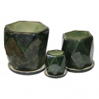 К-т керам. из 3-х Кристалл зеленый ( 22х24, 18х17, 11х11) см.