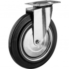 Колесо поворотное d=250 мм, г/п 210 кг, резина/металл, игольчатый подшипник, ЗУБР