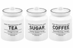 Набор 3 банок д/хранения 1 л 12*12*17 см "Tea, Coffee, Sugar" с  крышкой, белый