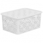 Корзинка "Ромашки" 3л 235х173х105мм с крышкой (белый)