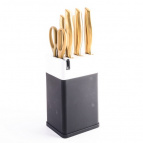 40611 Набор кухонных ножей нерж/ст + подставка пластик 7пр MB белый, золотой, черный