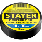 STAYER изолента ПВХ PROTECT-10, 15 мм х 10 м, 5 000 В, черная (12292-D)