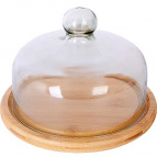 12178 Сырница с крышкой 2пр бамбук/стекло LR (х12)