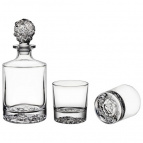 НАБОР ДЛЯ ВИСКИ "LION": ШТОФ + ДВА СТАКАНА, 850 МЛ/310 МЛ