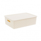 Корзинка "Береста" 7,5л 350х 245х105мм с крышкой (слоновая кость)