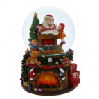 Фигурка декоративная в стекл. шаре с муз. и функц. движения "Дед Мороз" (ААх3, не вход.) D10 см, L11