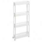 Этажерка узкая 4-х ярусная на колесах (белая)