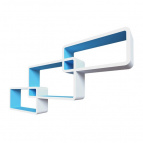 QWERTY Комплект полок "Нью-Йорк" Правый цвет белый/голубой, 44х24х10см; 40х20х10см; 36х16х10см; толщина 1,5см  /1