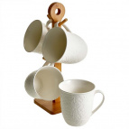 AK5-0032 Набор из 4 кружек на  бамбуковой подставке (380 мл) (6)