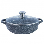 Жаровня а/пр литая 24см стекл/кр Мрамор ТМ Традиция