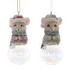 Фигурка декоративная подвесная "Мышонок", L4 W4 H9 см, 2в.