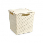 Коробка для хранения квадратная "Береста" с крышкой 23л 294х294х301 (слон. кость)