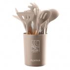 АК-5282 Набор кухонных принадлежностей на подставке 12 пр.(силикон)(16) бежевый