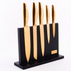 40609 Набор кухонных ножей нерж/ст + подставка дерево 6пр MB золотой, черный